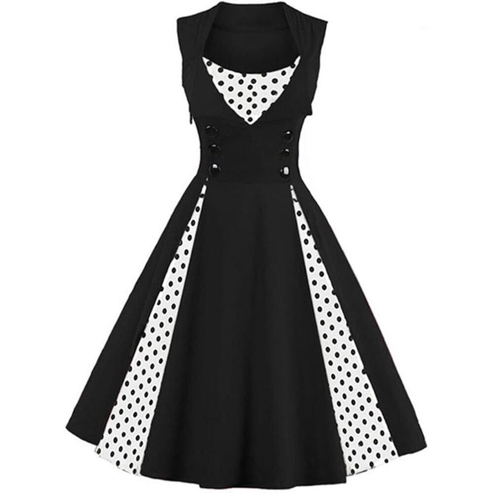 KILLREAL Women's Polka Dot Retro Vintage Style Cocktail Party Swing Dress Small